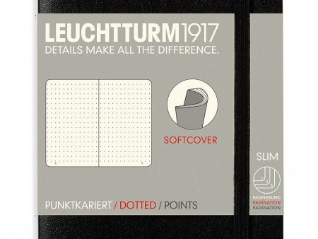 Muistikirja A6 Leuchtturm1917 Soft Black dotted, pehmeäkantinen pistesivut Fashion