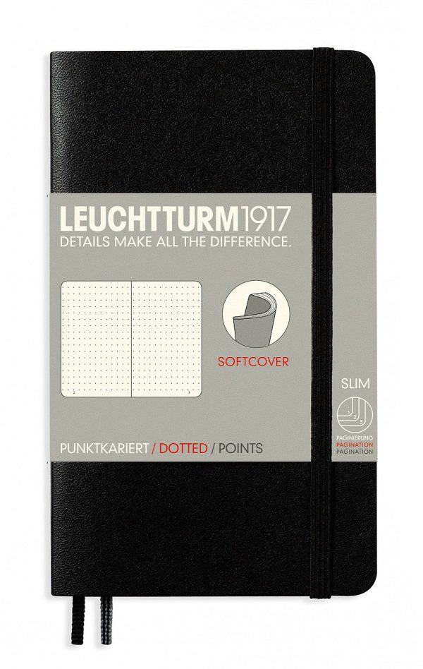 Muistikirja A6 Leuchtturm1917 Soft Black dotted, pehmeäkantinen pistesivut Fashion