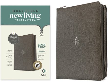 NLT Compact Giant Print Zipper Bible, Filament Enabled (Leatherlike, Woven Cross Gray, Indexed, Red Letter) For Discount