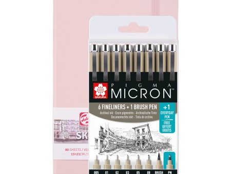 Luonnoskirja ja 8 kpl Pigma Micron kuitukärkikynää Cheap