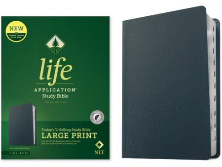 NLT Life Application Study Bible, Third Edition, Large Print (Genuine Leather, Navy Blue, Indexed, Red Letter) Sale